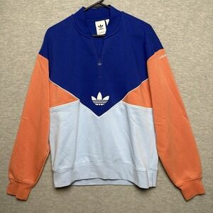 Y2K Adidas Geometric Color block‎ Quarter Zip Track jacket Orange Men Medium